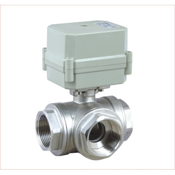 3 Way Horizontal T Type Stainless Steel 304 Motorized Water Ball Valve